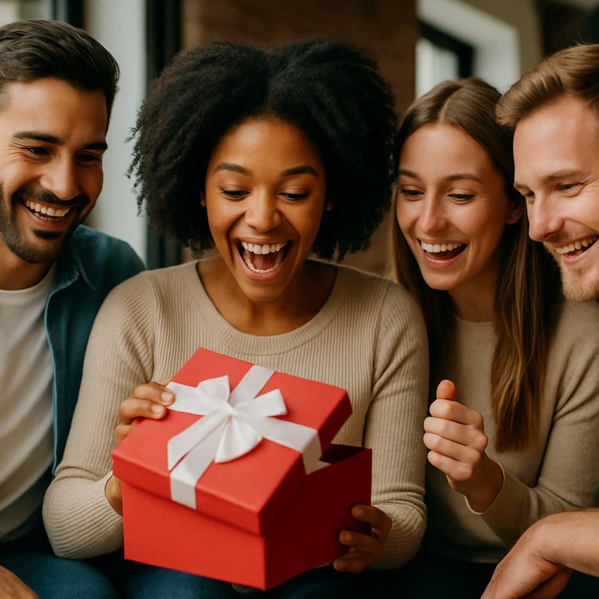 Employee receiving special gift as recognition using theirEmployee Recognition Rewards