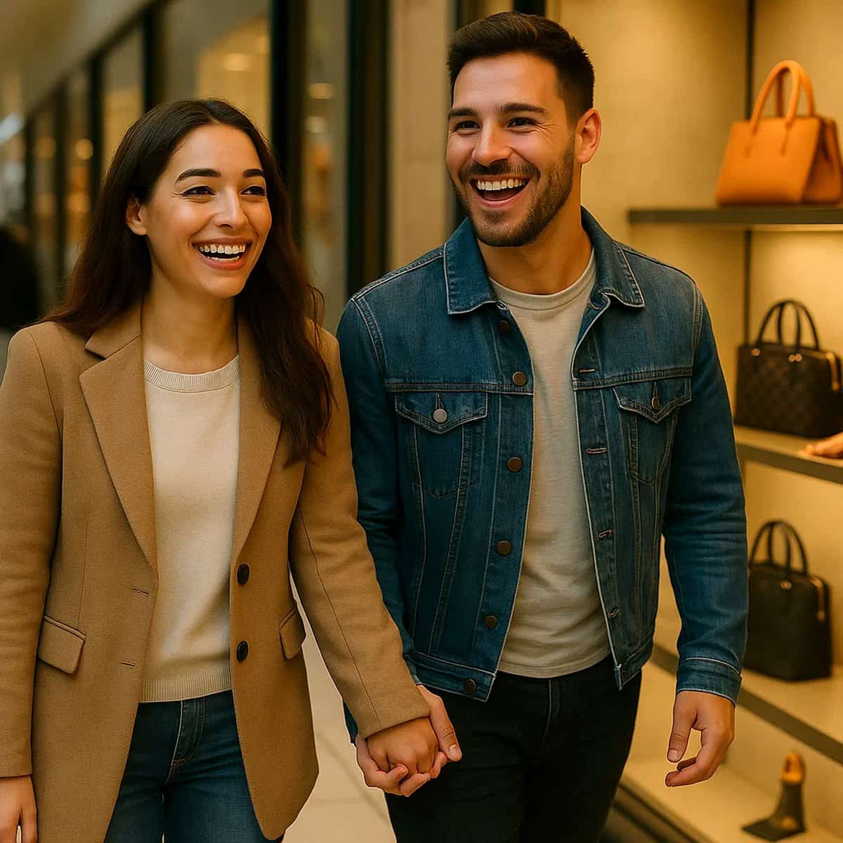Young couple saving on shopping with Where To Enjoy employee and member benefits